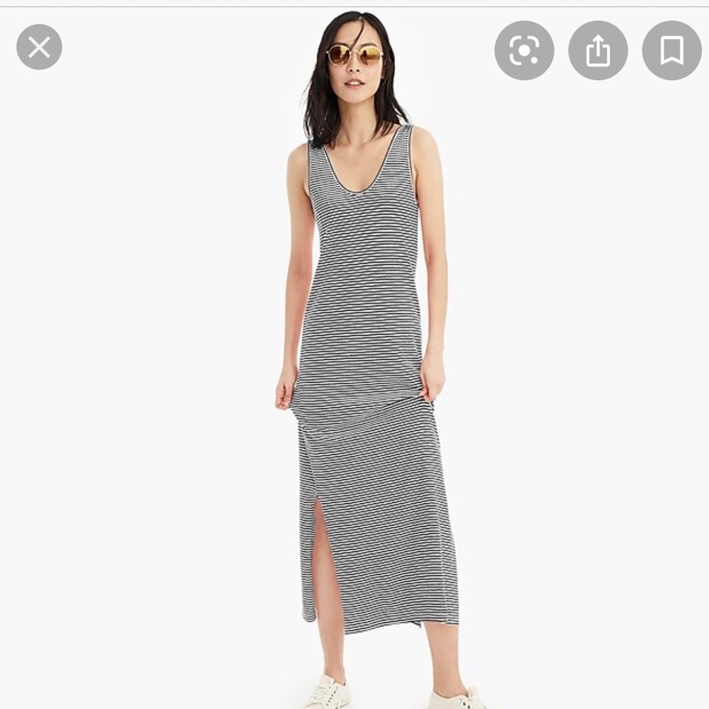J.Crew Navy Stripe Cotton Midi Dress